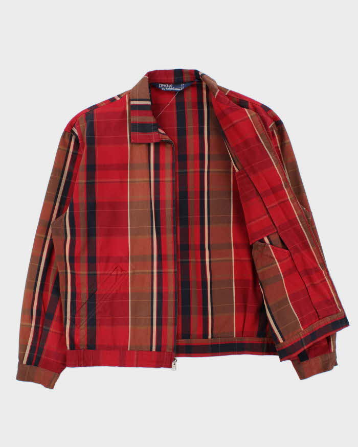 Vintage 1990s Polo Ralph Lauren Plaid Bi-Swing Canvas Harrington Jacket - M