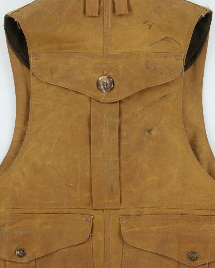 Vintage Filson Oil Tin Cloth Made In USA Tan Hunting Vest - S