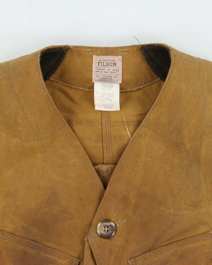 Vintage Filson Oil Tin Cloth Made In USA Tan Hunting Vest - S