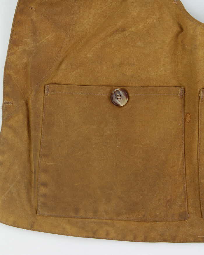 Vintage Filson Oil Tin Cloth Made In USA Tan Hunting Vest - S