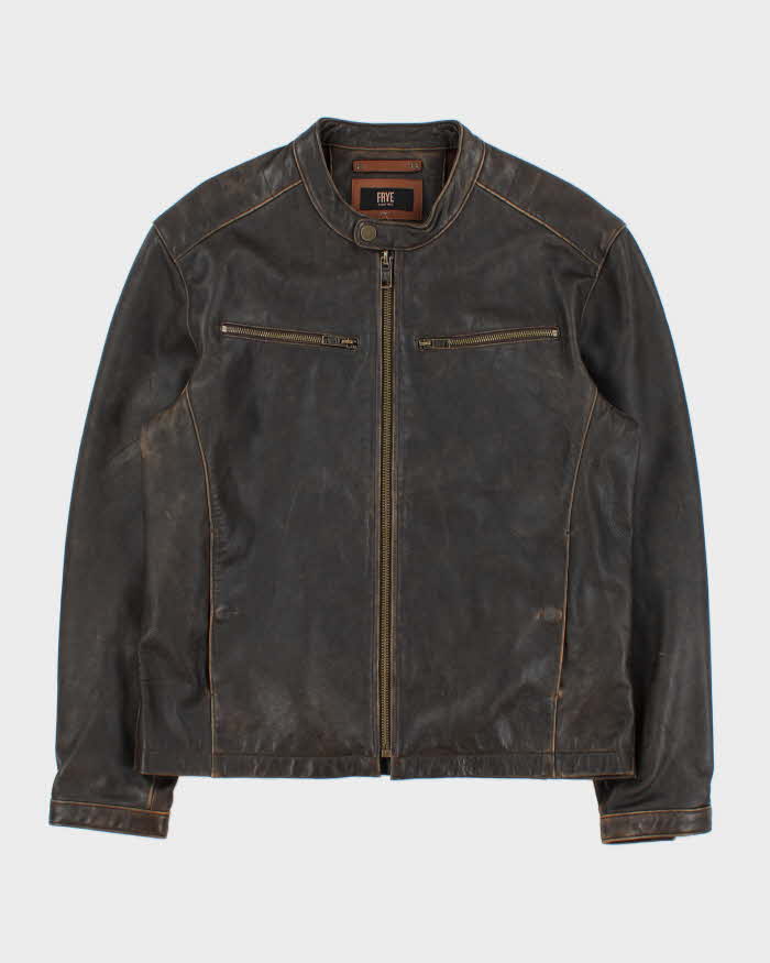 Vintage Frye Lambskin Leather Cafe Racer Moto Jacket - XL