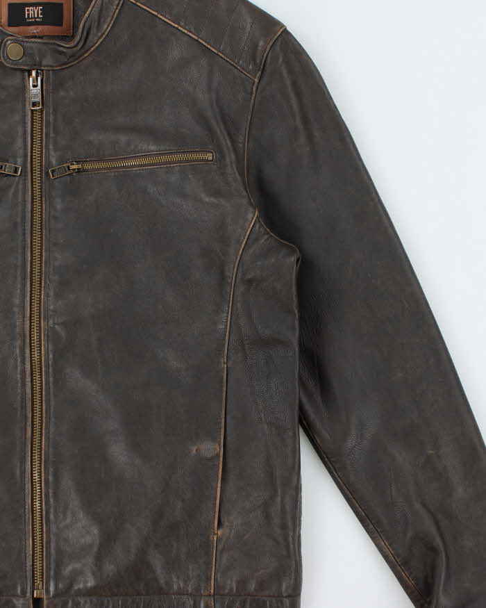 Vintage Frye Lambskin Leather Cafe Racer Moto Jacket - XL