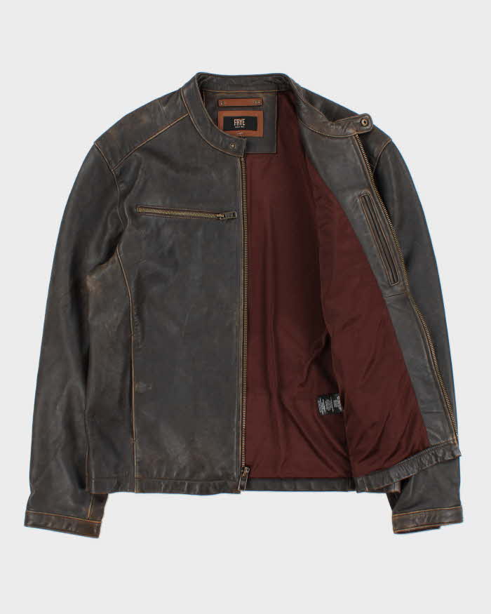 Vintage Frye Lambskin Leather Cafe Racer Moto Jacket - XL
