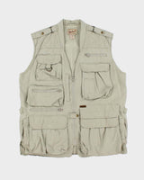 Vintage Woolrich Canvas Multi-Pocket Fisherman Utility Trail Cargo Vest - L