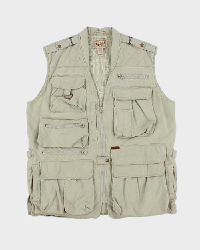 Vintage Woolrich Canvas Multi-Pocket Fisherman Utility Trail Cargo Vest - L