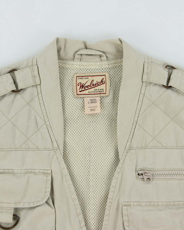Vintage Woolrich Canvas Multi-Pocket Fisherman Utility Trail Cargo Vest - L