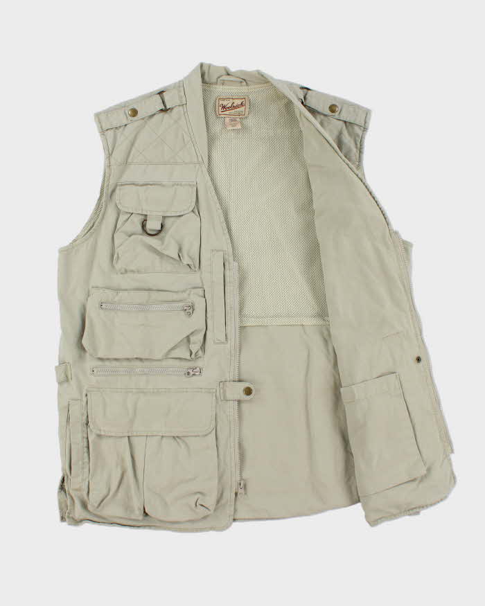 Vintage Woolrich Canvas Multi-Pocket Fisherman Utility Trail Cargo Vest - L