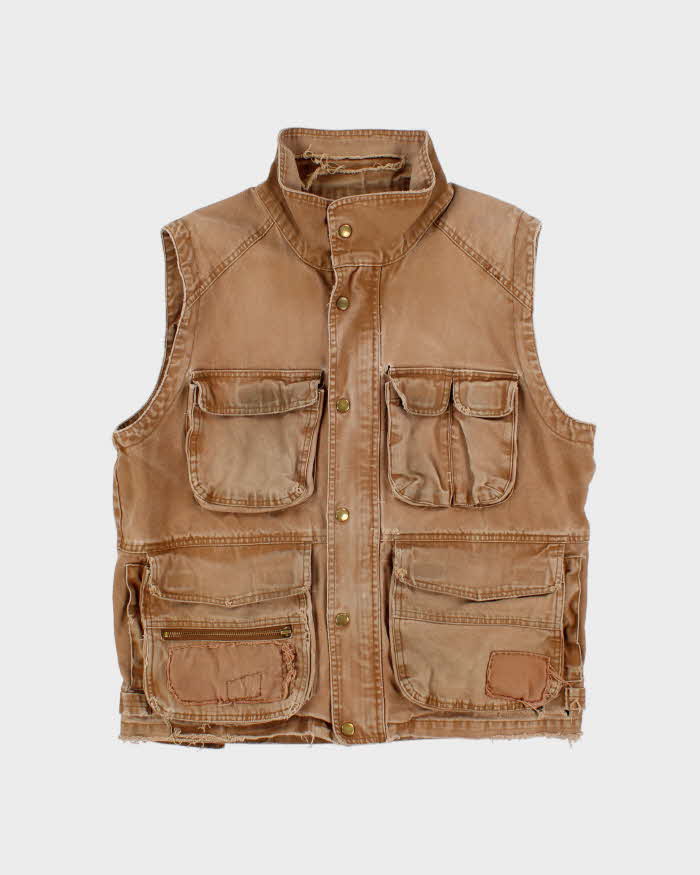 Vintage Mark's Distressed Duck Canvas Multi-Pocket Utility Workwear Vest - M