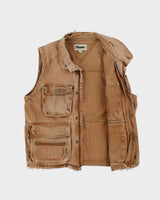 Vintage Mark's Distressed Duck Canvas Multi-Pocket Utility Workwear Vest - M
