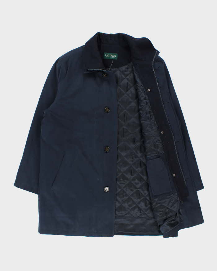 Vintage Y2K 00s Lauren Ralph Lauren Wool Blend Quilt Lined Weatherproof Mac - XL