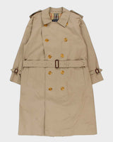 Vintage 1990s Burberry Nova Check Lined Classic Weatherproof Double Breasted Trench Coat - M