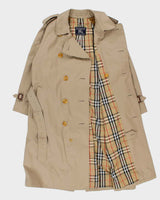 Vintage 1990s Burberry Nova Check Lined Classic Weatherproof Double Breasted Trench Coat - M