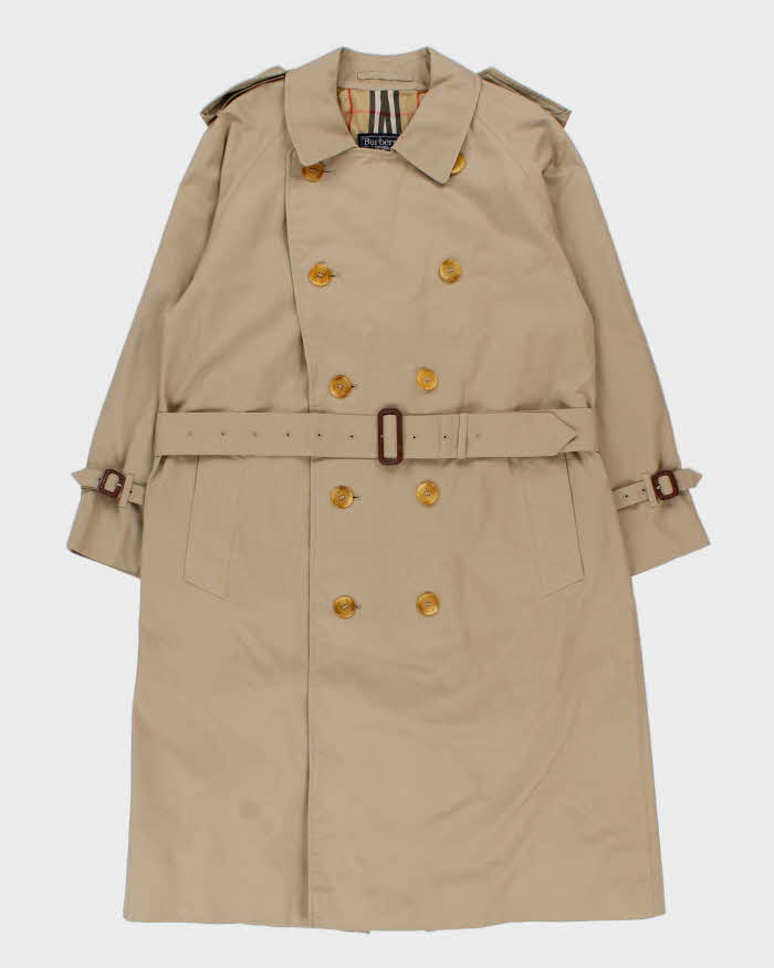 Vintage 1990s Burberry Nova Check Lined Classic Weatherproof Double Breasted Trench Coat - M