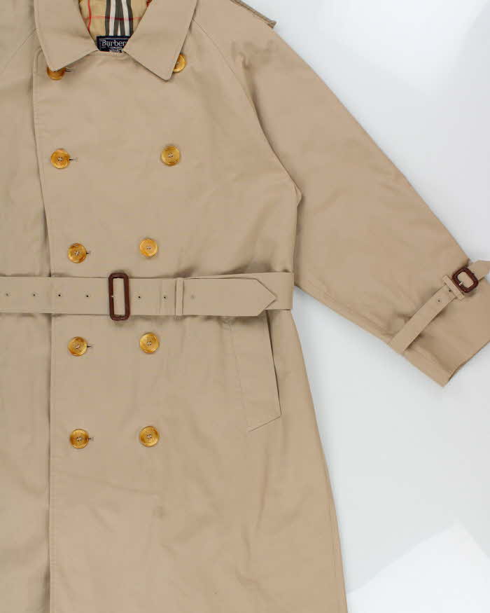 Vintage 1990s Burberry Nova Check Lined Classic Weatherproof Double Breasted Trench Coat - M