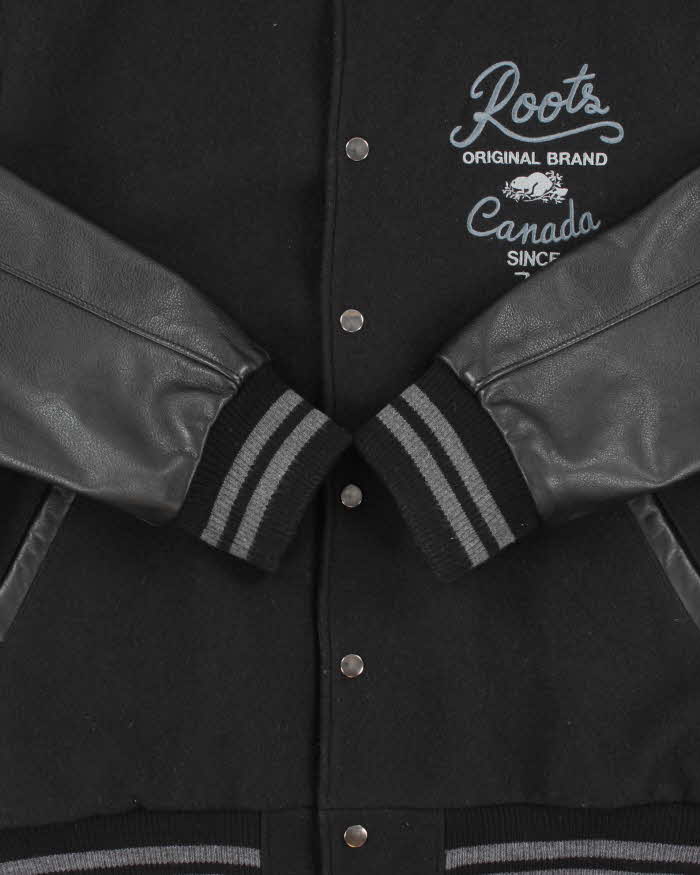 Vintage Y2K 00s Roots Embroidered Wool Leather Varsity Bomber Jacket - XL