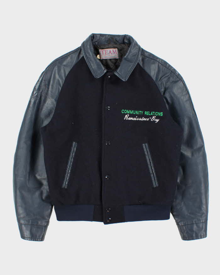 Vintage 1980s Renaissance-Guy World Tour Made In Canada Wool Leather Varsity Bomber Jacket - M