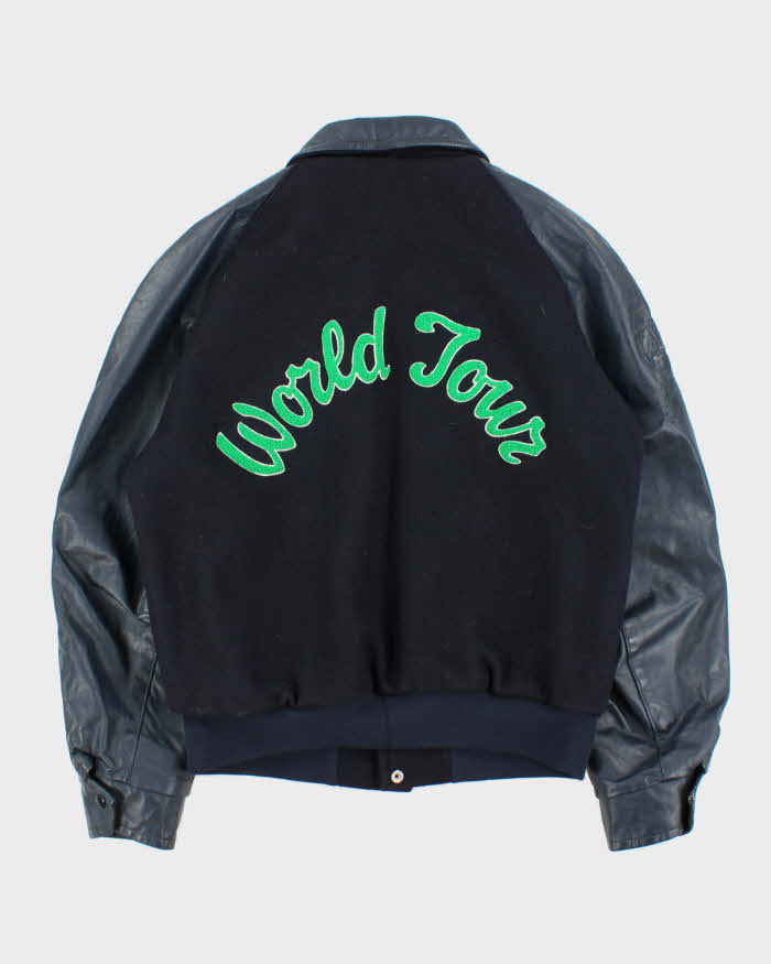 Vintage 1980s Renaissance-Guy World Tour Made In Canada Wool Leather Varsity Bomber Jacket - M