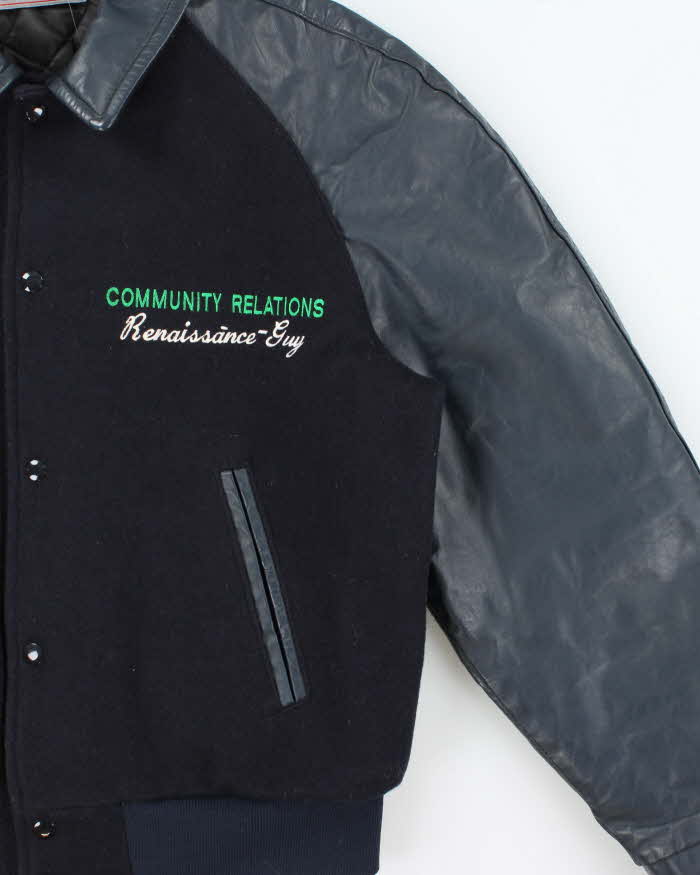 Vintage 1980s Renaissance-Guy World Tour Made In Canada Wool Leather Varsity Bomber Jacket - M