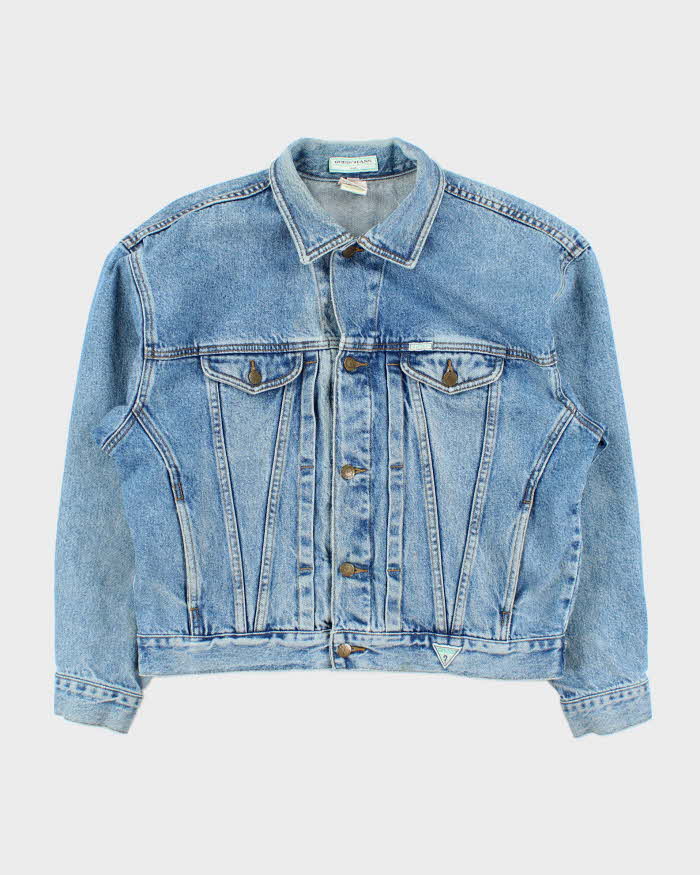 Vintage 1990s Guess Jeans USA Light Wash Boxy Denim Jacket - M