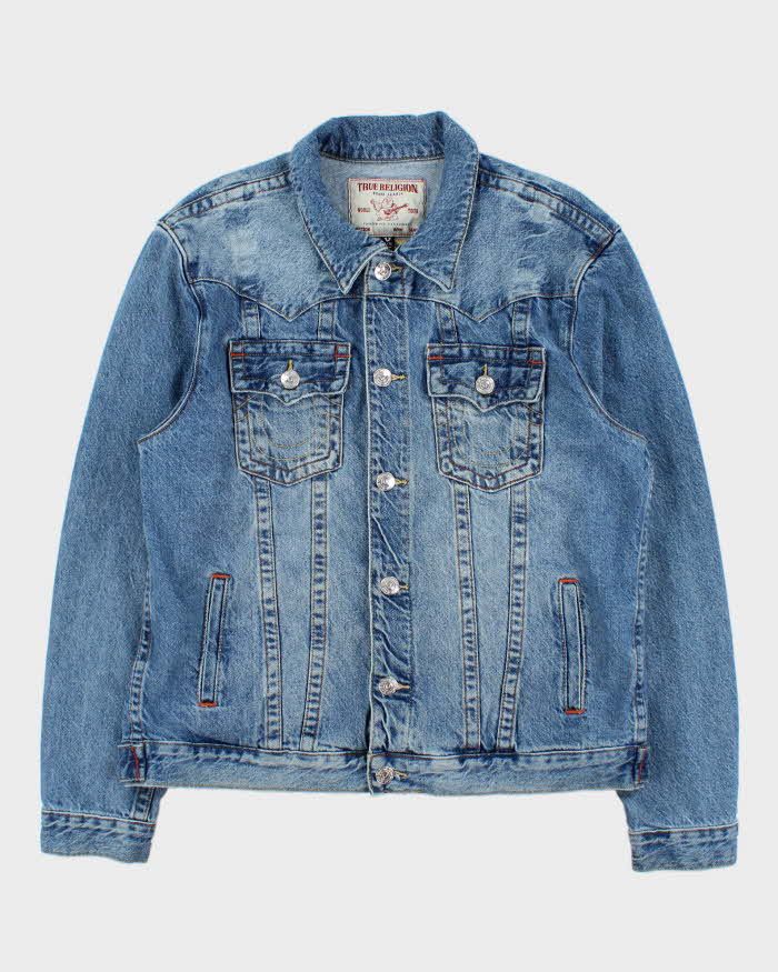 Vintage True Religion 'Chain Stitch Jimmy' Medium Wash Denim Jacket - XL