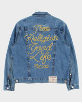 Vintage True Religion 'Chain Stitch Jimmy' Medium Wash Denim Jacket - XL