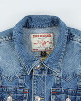 Vintage True Religion 'Chain Stitch Jimmy' Medium Wash Denim Jacket - XL