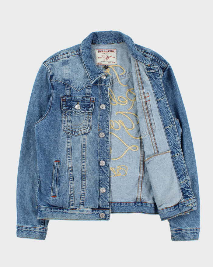 Vintage True Religion 'Chain Stitch Jimmy' Medium Wash Denim Jacket - XL