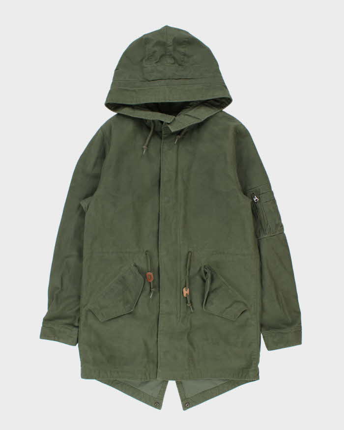 Vintage Y2K 00s Alpha Industries Khaki Canvas US Military M-65 Style Fishtail Parka - M