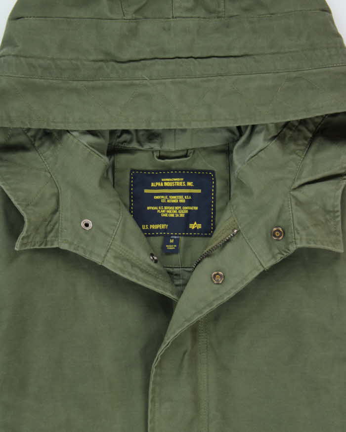 Vintage Y2K 00s Alpha Industries Khaki Canvas US Military M-65 Style Fishtail Parka - M