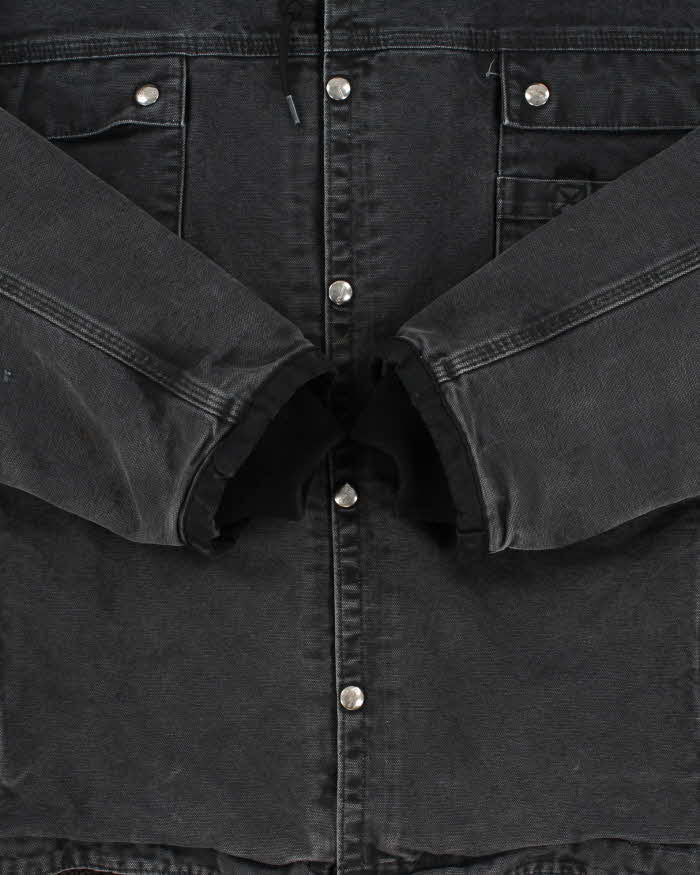 Vintage Carhartt J284 BLK Sherpa Lined Washed Duck Canvas Sandstone Multi-Pocket Utility Jacket - XXL