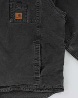 Vintage Carhartt J284 BLK Sherpa Lined Washed Duck Canvas Sandstone Multi-Pocket Utility Jacket - XXL