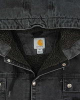 Vintage Carhartt J284 BLK Sherpa Lined Washed Duck Canvas Sandstone Multi-Pocket Utility Jacket - XXL