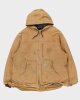 Vintage 2005 Y2K Carhartt C68 BRN Fleece Lined Distressed Washed Duck Canvas Ridge Jacket - XXL