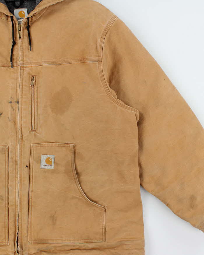 Vintage 2005 Y2K Carhartt C68 BRN Fleece Lined Distressed Washed Duck Canvas Ridge Jacket - XXL