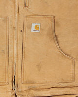 Vintage 2005 Y2K Carhartt C68 BRN Fleece Lined Distressed Washed Duck Canvas Ridge Jacket - XXL