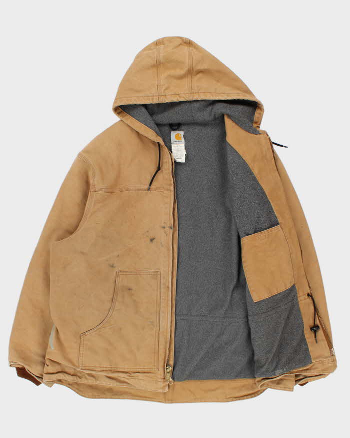 Vintage 2005 Y2K Carhartt C68 BRN Fleece Lined Distressed Washed Duck Canvas Ridge Jacket - XXL