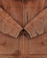 Vintage Y2K 00s Super Tuff Sherpa Lined Rust Brown Distressed Canvas Workwear Jacket - L
