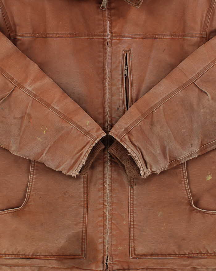 Vintage Y2K 00s Super Tuff Sherpa Lined Rust Brown Distressed Canvas Workwear Jacket - L