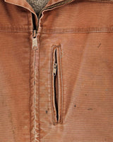 Vintage Y2K 00s Super Tuff Sherpa Lined Rust Brown Distressed Canvas Workwear Jacket - L