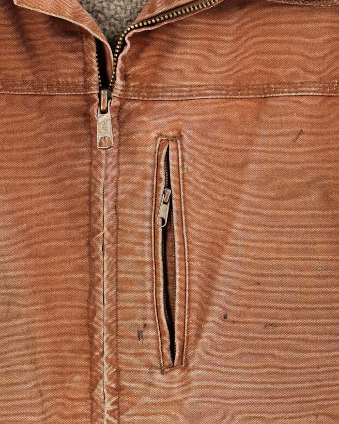 Vintage Y2K 00s Super Tuff Sherpa Lined Rust Brown Distressed Canvas Workwear Jacket - L