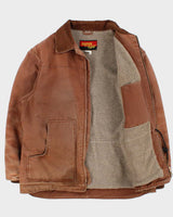 Vintage Y2K 00s Super Tuff Sherpa Lined Rust Brown Distressed Canvas Workwear Jacket - L