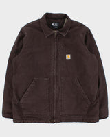 Vintage Carhartt 104293 DKB Sherpa Lined Washed Duck Canvas Loose Fit Workwear Jacket - L