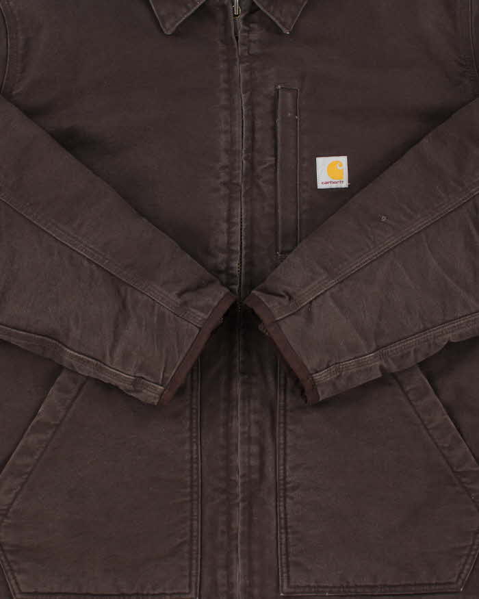 Vintage Carhartt 104293 DKB Sherpa Lined Washed Duck Canvas Loose Fit Workwear Jacket - L