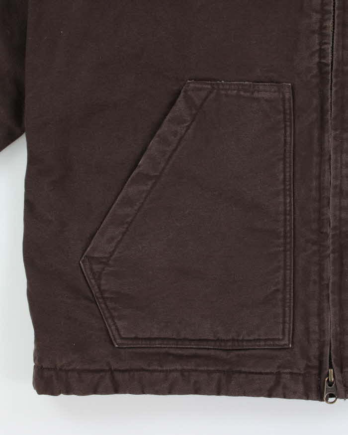 Vintage Carhartt 104293 DKB Sherpa Lined Washed Duck Canvas Loose Fit Workwear Jacket - L