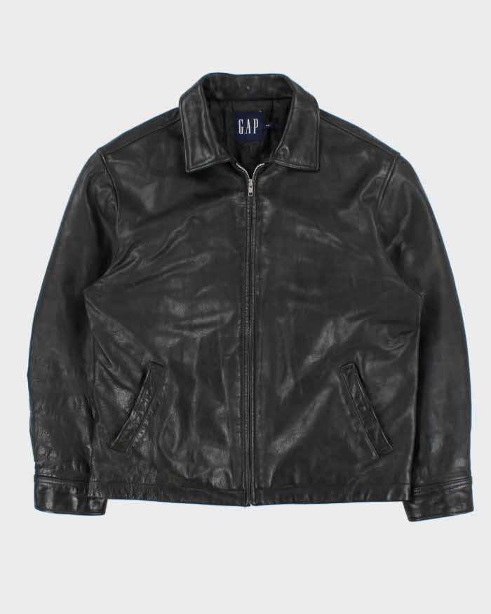 Vintage Y2K 00s Gap Quilt Lined Leather Trucker Jacket - M