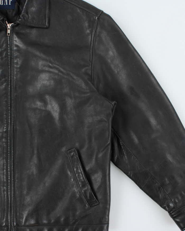 Vintage Y2K 00s Gap Quilt Lined Leather Trucker Jacket - M
