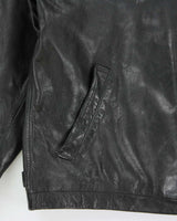 Vintage Y2K 00s Gap Quilt Lined Leather Trucker Jacket - M