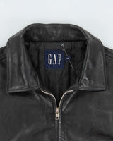 Vintage Y2K 00s Gap Quilt Lined Leather Trucker Jacket - M