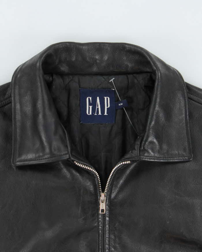 Vintage Y2K 00s Gap Quilt Lined Leather Trucker Jacket - M