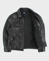 Vintage Y2K 00s Gap Quilt Lined Leather Trucker Jacket - M